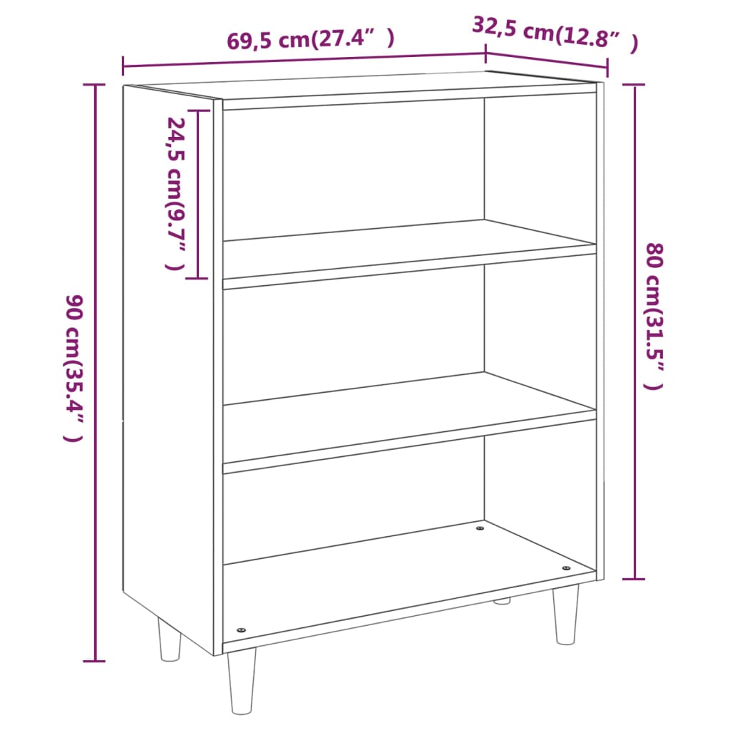 vidaXL Sideboard Betongrau 69,5x32,5x90 cm Holzwerkstoff