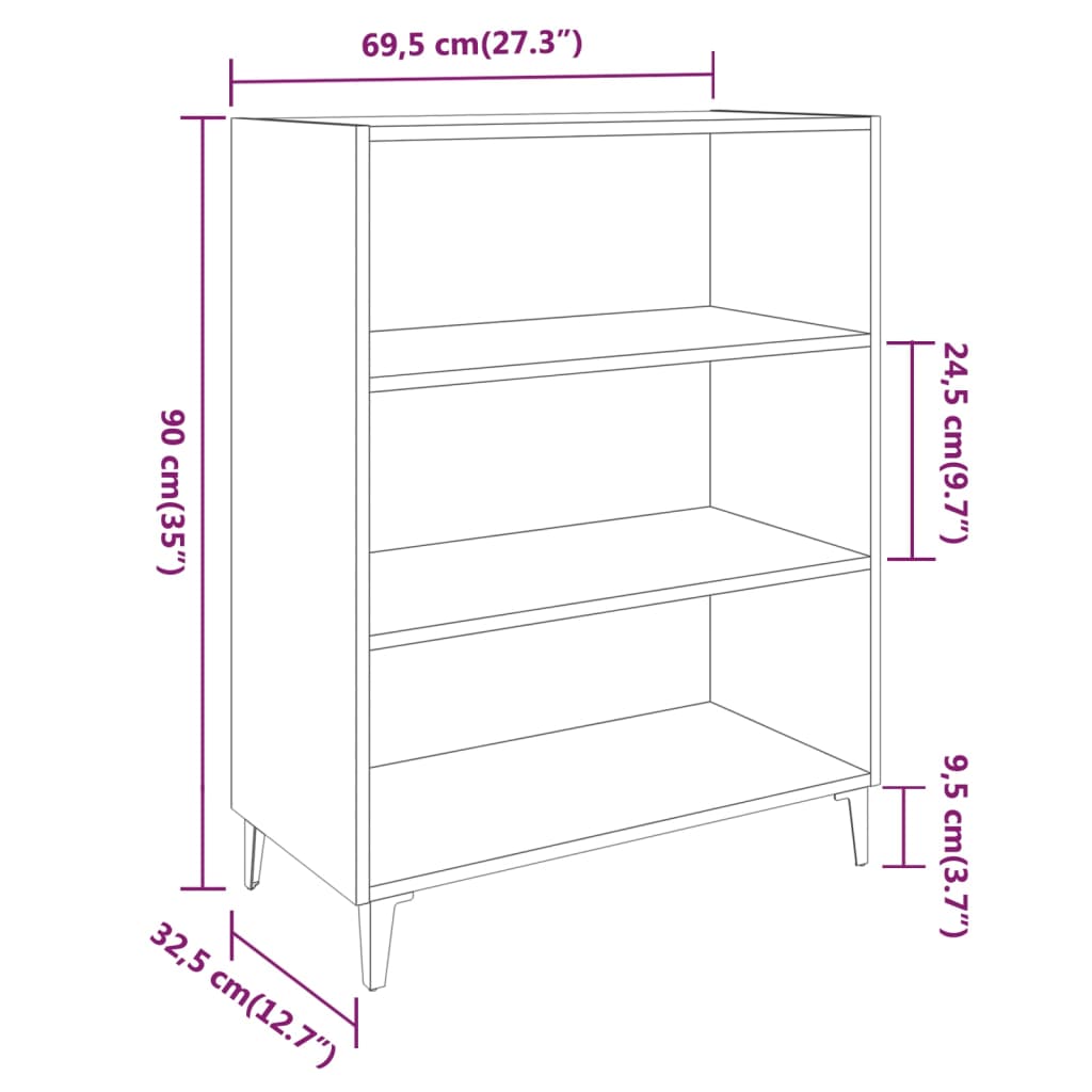 vidaXL Sideboard Sonoma-Eiche 69,5x32,5x90 cm Holzwerkstoff