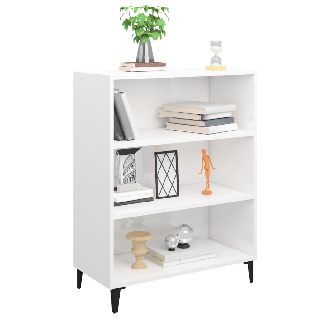 vidaXL Buffet haut brillant blanc 69,5x32,5x90 cm Bois d'ingénierie