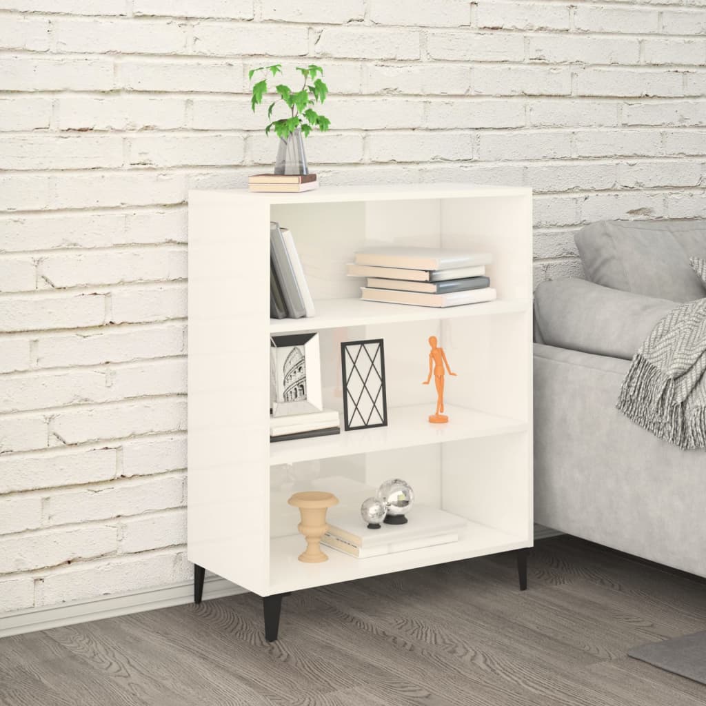 vidaXL Buffet haut brillant blanc 69,5x32,5x90 cm Bois d'ingénierie