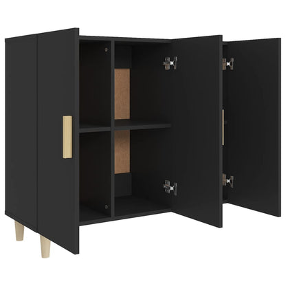 vidaXL Commode noir 90x34x80 cm Aggloméré