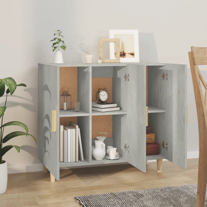 vidaXL Buffet gris béton 90x34x80 cm en bois d'ingénierie