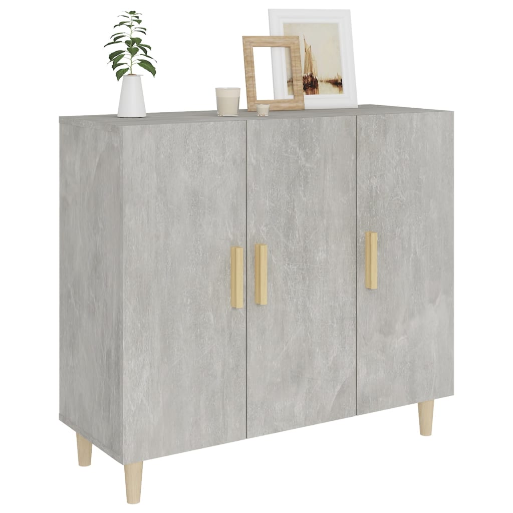 vidaXL Buffet gris béton 90x34x80 cm en bois d'ingénierie