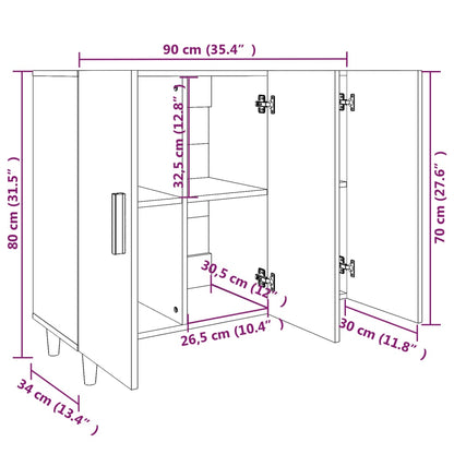 vidaXL Buffet gris béton 90x34x80 cm en bois d'ingénierie