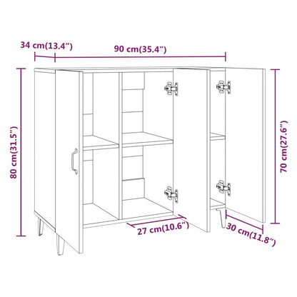 vidaXL Sideboard Betongrau 90x34x80 cm Holzwerkstoff