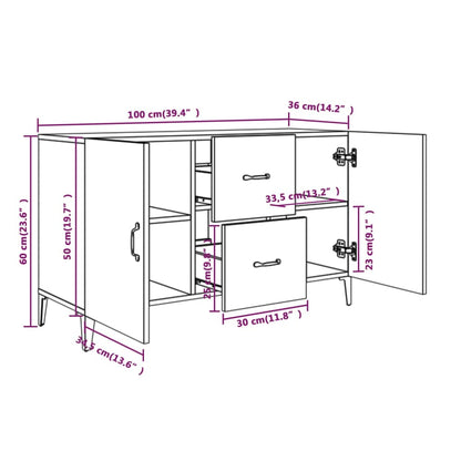 vidaXL Sideboard Hochglanz-Weiß 100x36x60 cm Holzwerkstoff