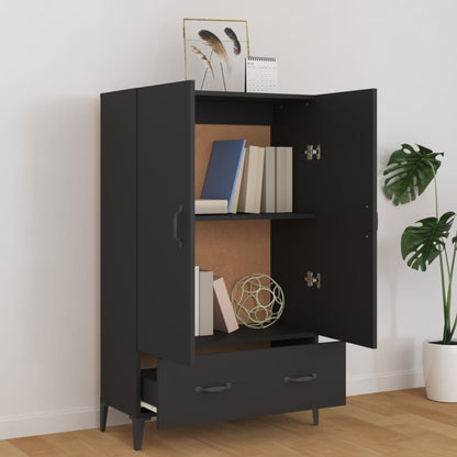 vidaXL Highboard noir 70x31x115 cm en bois d'ingénierie