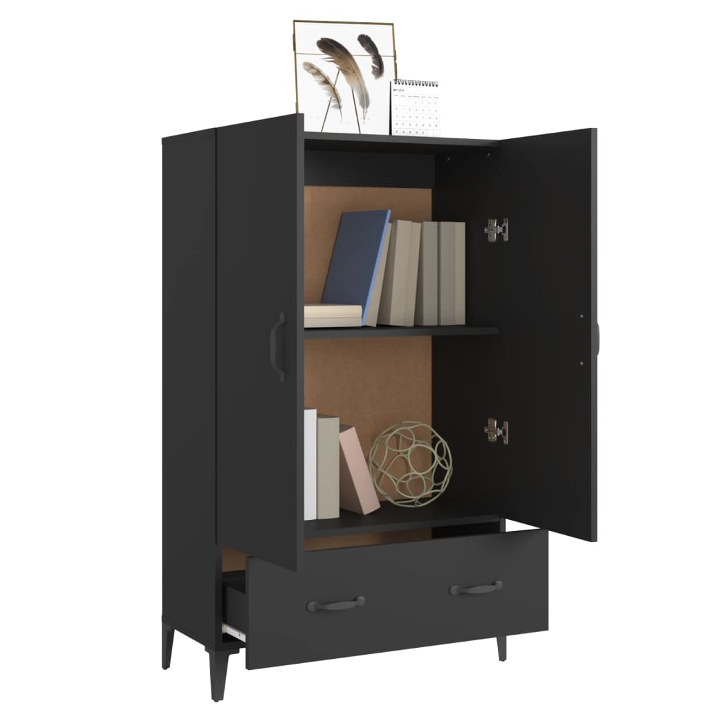 vidaXL Highboard noir 70x31x115 cm en bois d'ingénierie