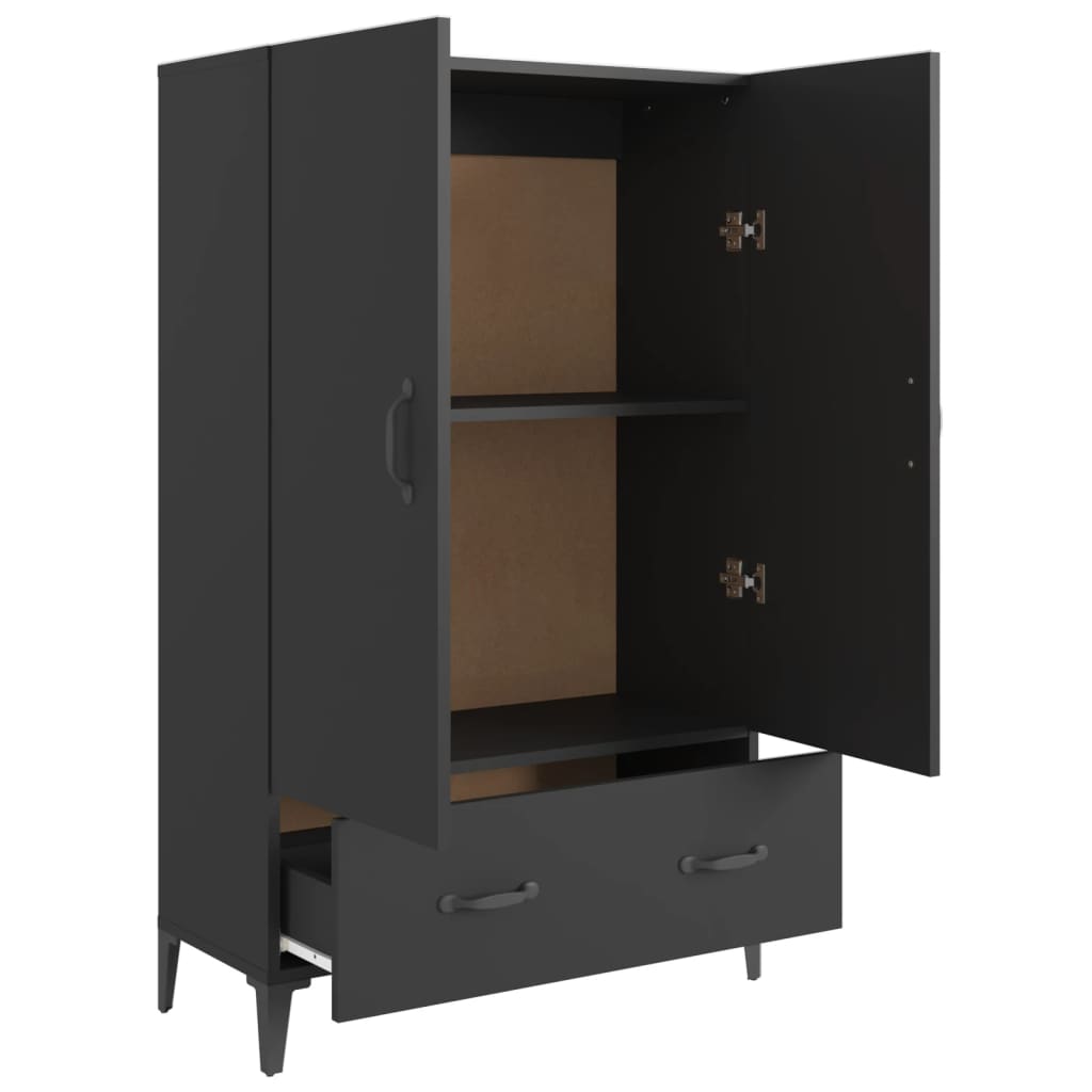 vidaXL Highboard noir 70x31x115 cm en bois d'ingénierie