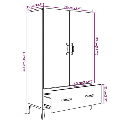 vidaXL Highboard noir 70x31x115 cm en bois d'ingénierie