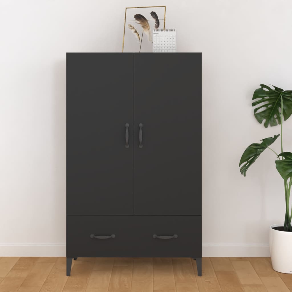 vidaXL Highboard noir 70x31x115 cm en bois d'ingénierie