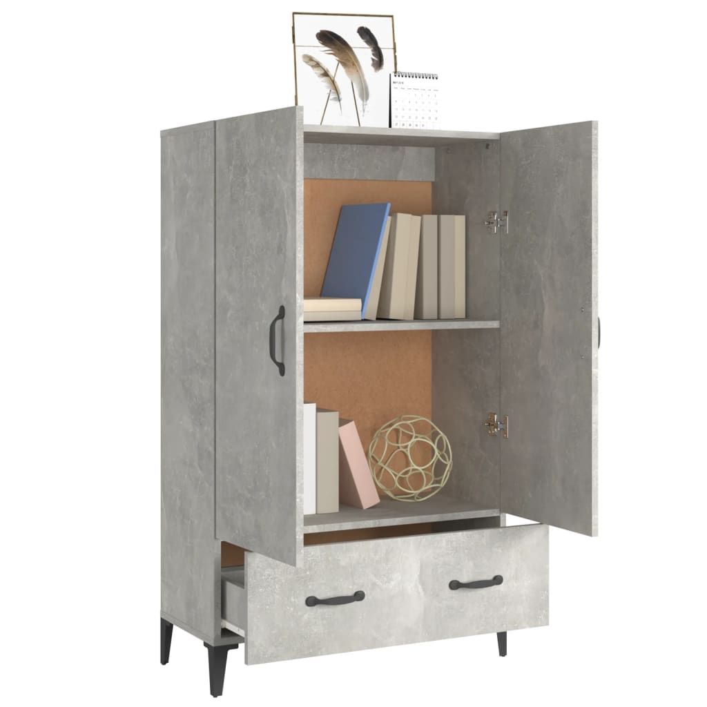 vidaXL Highboard gris béton 70x31x115 cm bois d'ingénierie