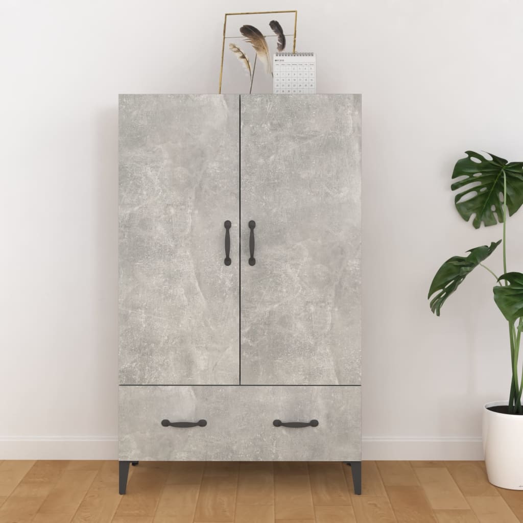 vidaXL Highboard gris béton 70x31x115 cm bois d'ingénierie
