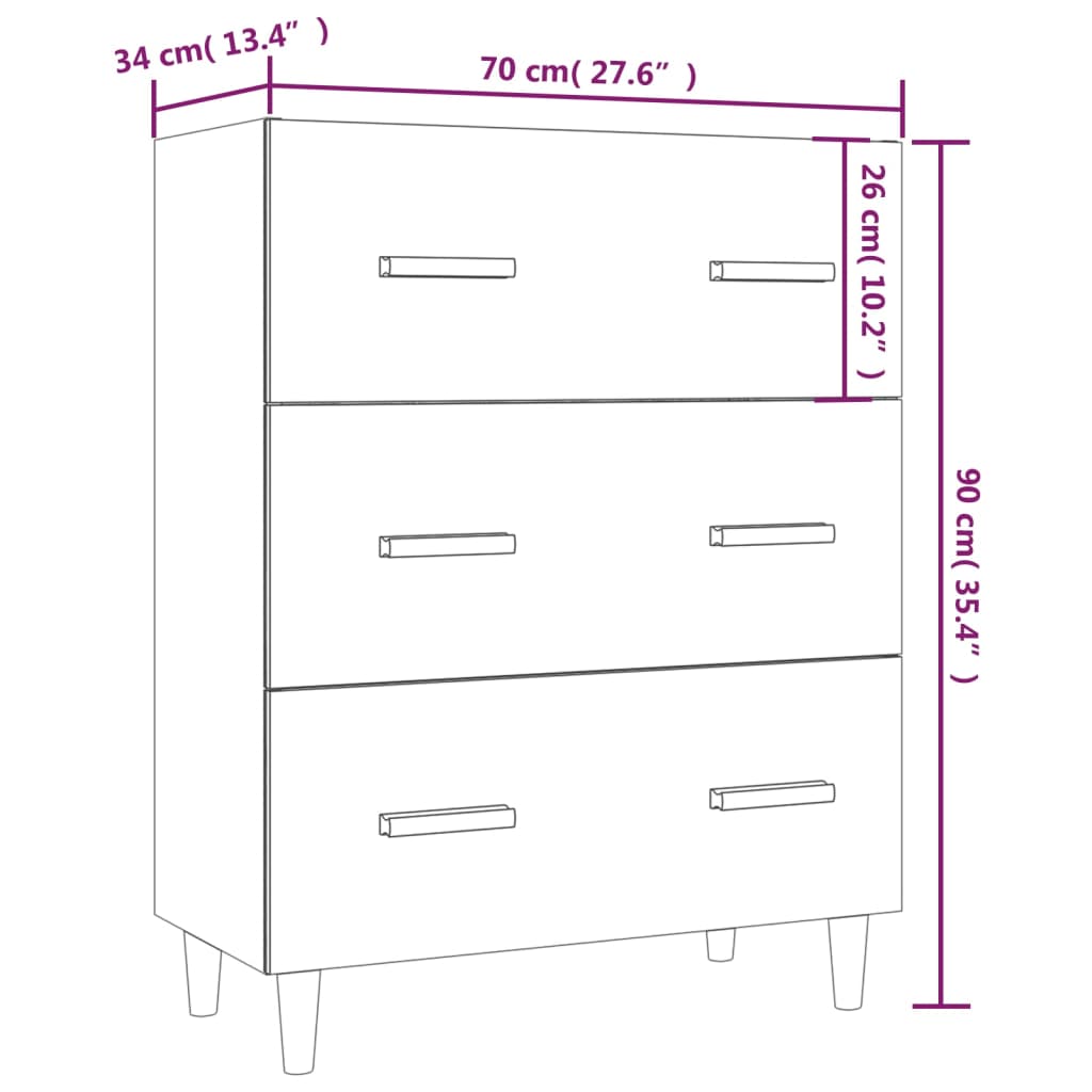 vidaXL Sideboard Räuchereiche 70x34x90 cm Holzwerkstoff