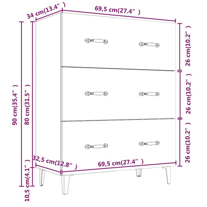 vidaXL Sideboard Braun Eichen-Optik 69,5x34x90 cm Holzwerkstoff