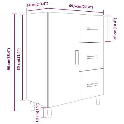 vidaXL Sideboard Räuchereiche 69,5x34x90 cm Holzwerkstoff