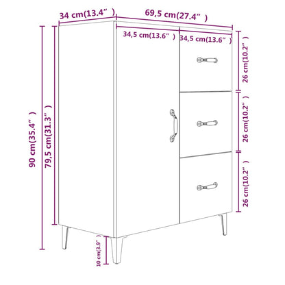 vidaXL Sideboard Braun Eichen-Optik 69,5x34x90 cm Holzwerkstoff