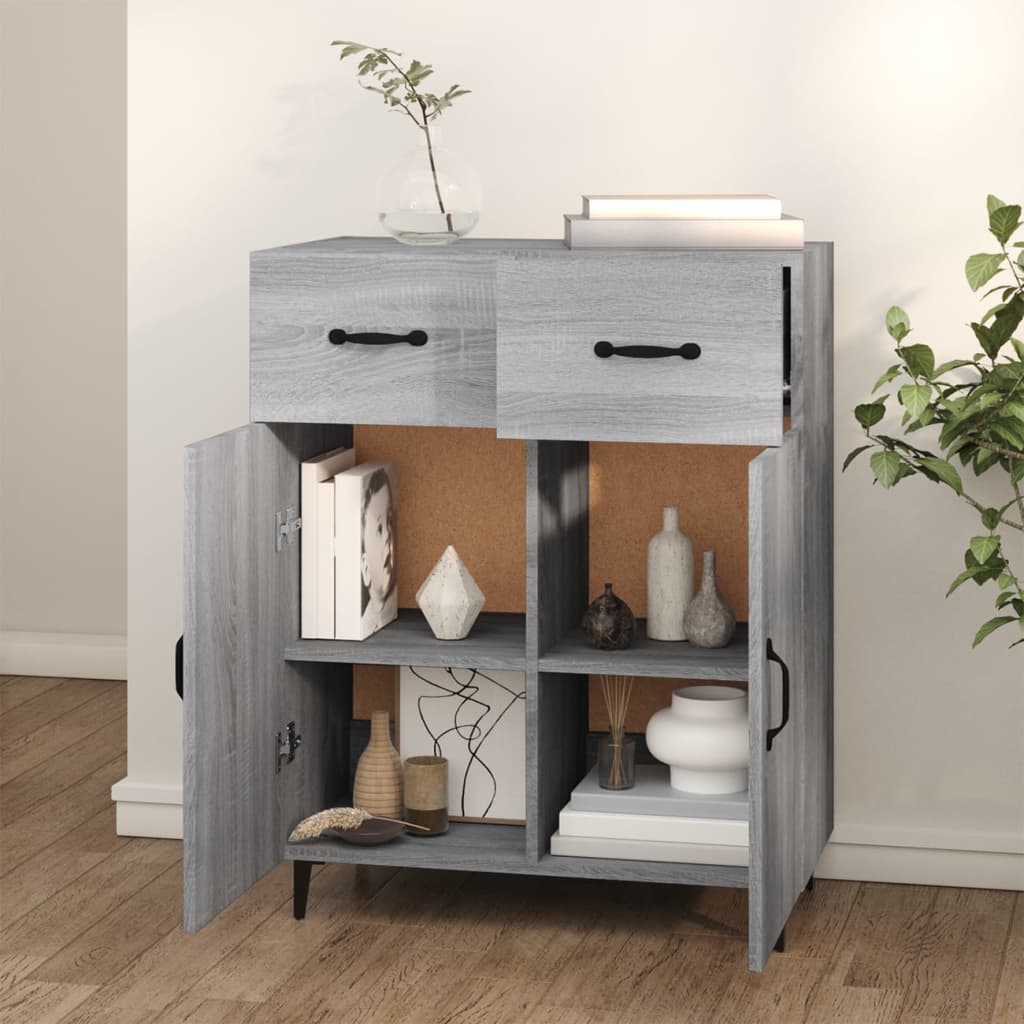 vidaXL Buffet en aggloméré gris chêne sonoma 69,5x34x90 cm