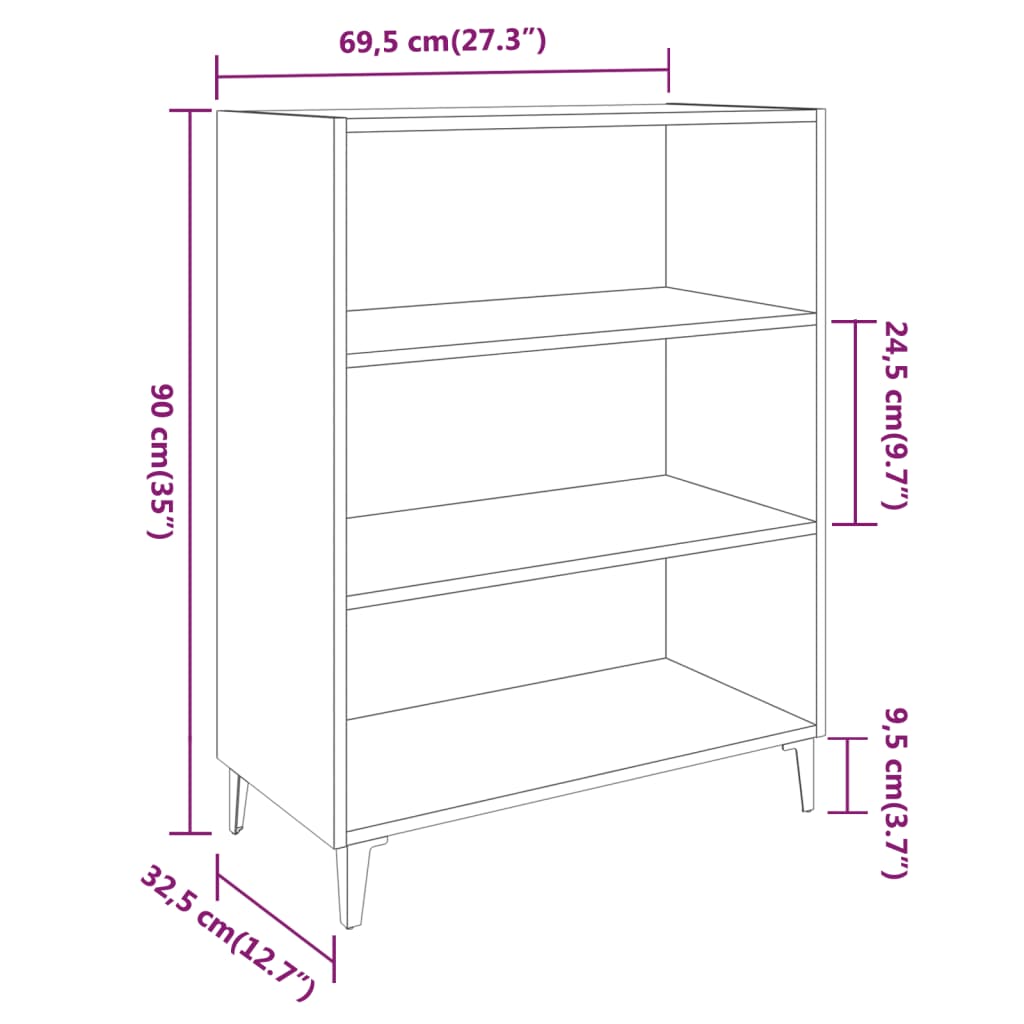 vidaXL Buffet chêne fumé 69,5x32,5x90 cm Bois d'ingénierie
