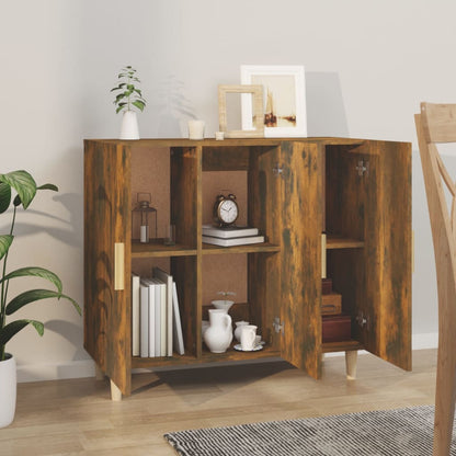 vidaXL Sideboard Räuchereiche 90x34x80 cm Holzwerkstoff