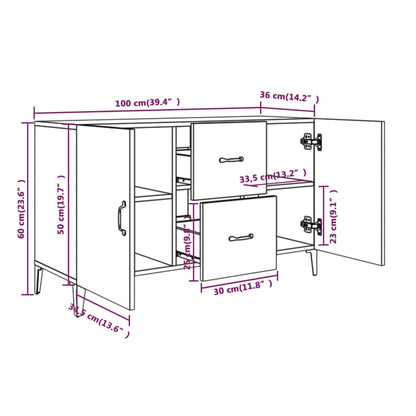 vidaXL Buffet bas gris Sonoma 100x36x60 cm Bois d'ingénierie