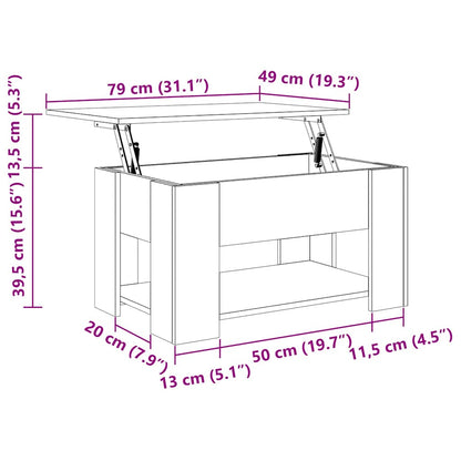 vidaXL Couchtisch Braun Eichen-Optik 79x49x41 cm Holzwerkstoff