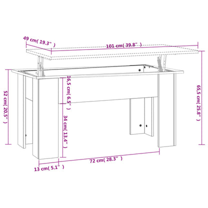 vidaXL Couchtisch Räuchereiche 101x49x52 cm Holzwerkstoff