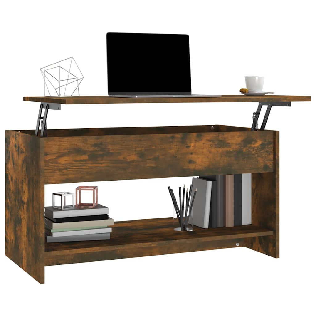 vidaXL Table basse chêne fumé 102x50x52,5 cm bois d'ingénierie