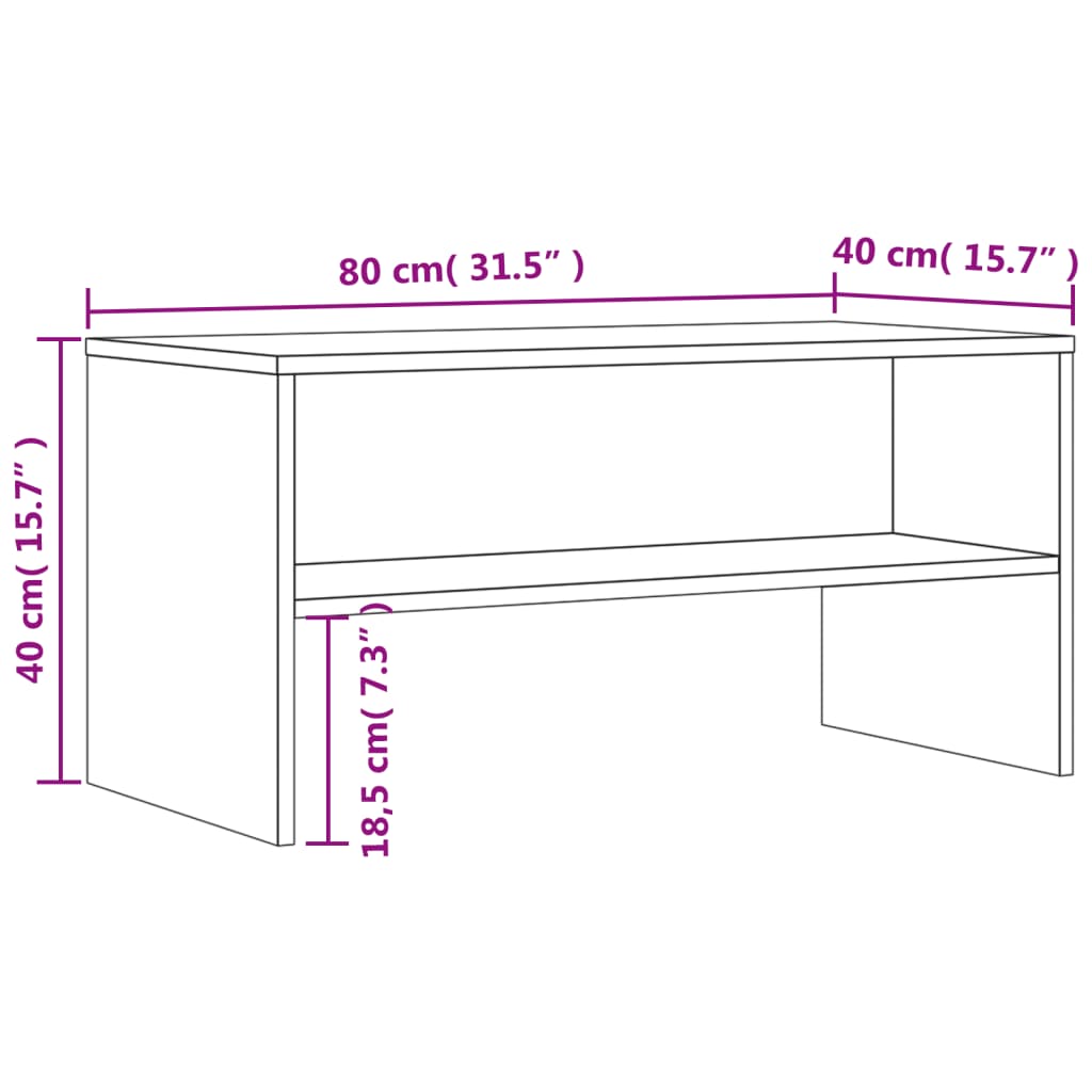 Meuble TV vidaXL chêne fumé 80x40x40 cm bois d'ingénierie
