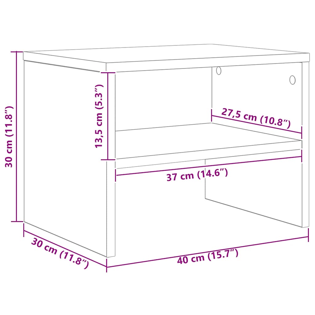 vidaXL Nachttisch Grau Sonoma 40x30x30 cm Holzwerkstoff