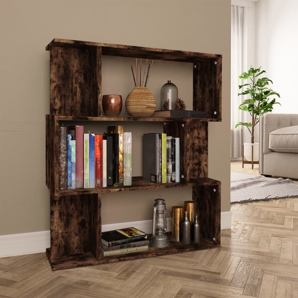 vidaXL Bibliothèque/Séparateur de pièce Chêne fumé 80x24x96 cm Bois d'ingénierie