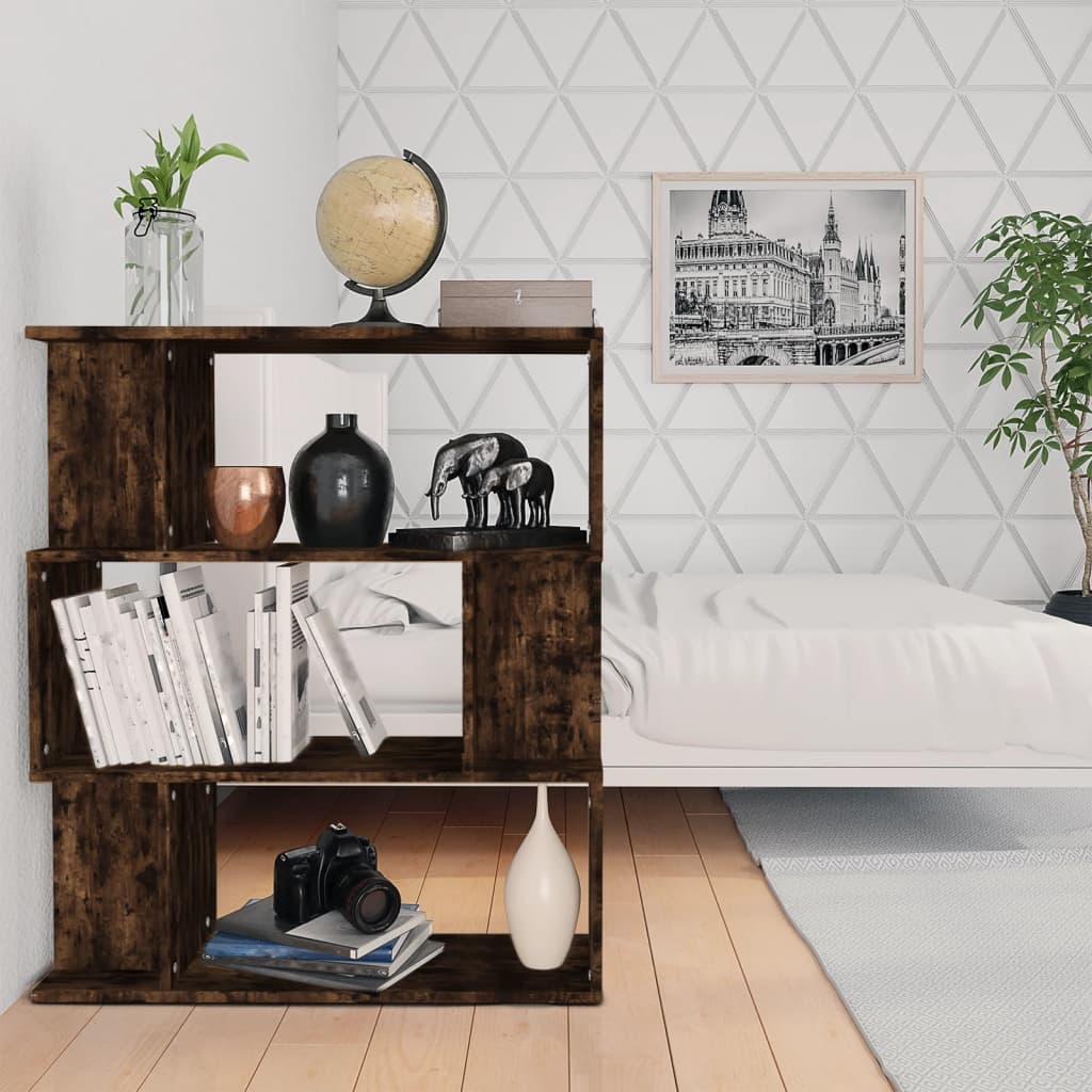 vidaXL Bibliothèque/Séparateur de pièce Chêne fumé 80x24x96 cm Bois d'ingénierie