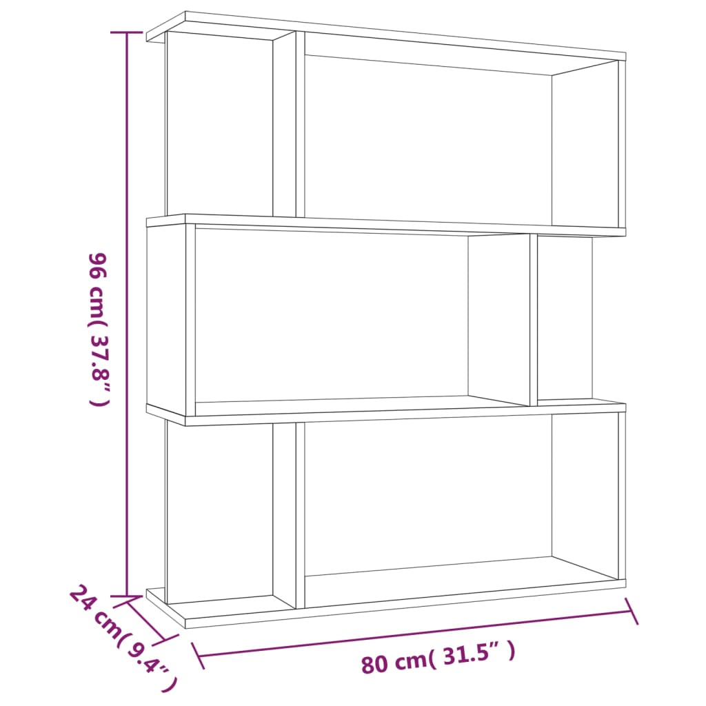 vidaXL Bibliothèque/Séparateur de pièce Chêne Marron 80x24x96 cm Bois d'ingénierie