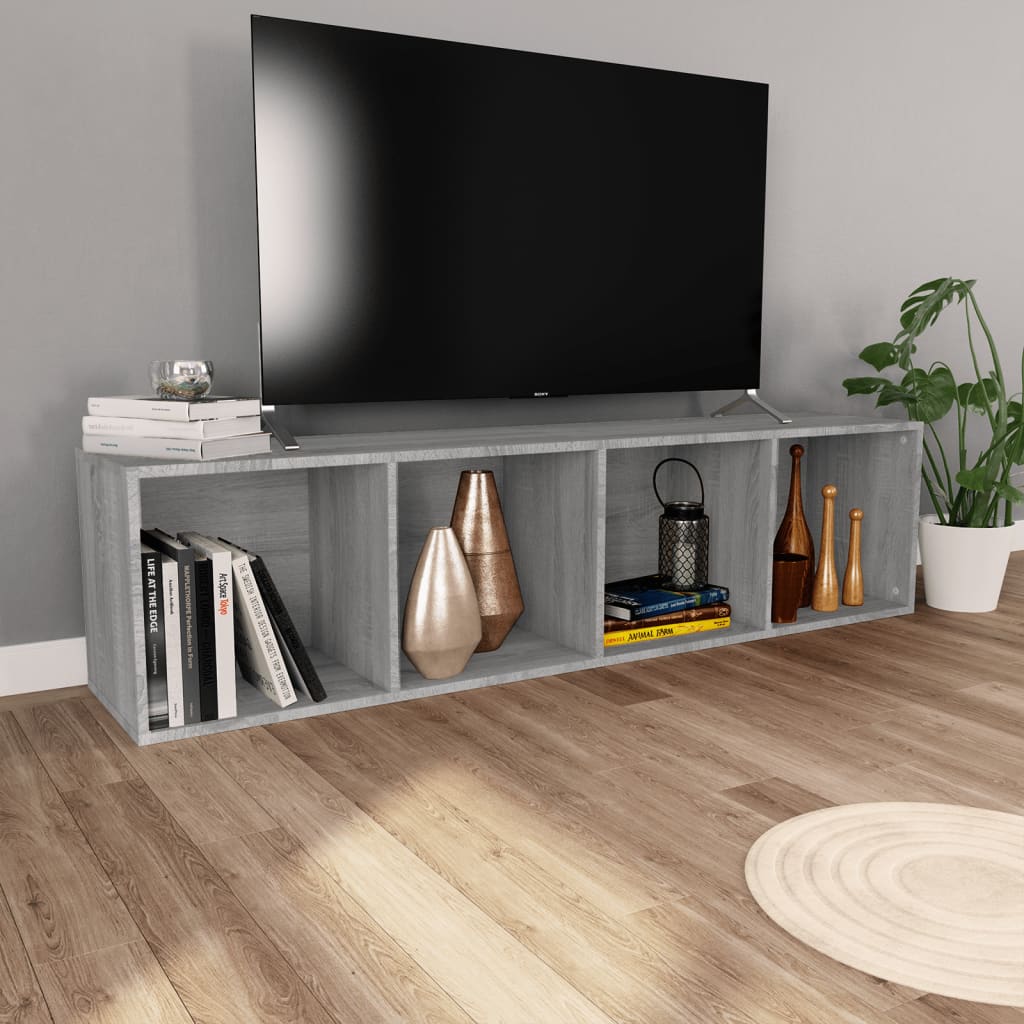 vidaXL Meuble TV/bibliothèque gris Sonoma 36x30x143 cm Aggloméré