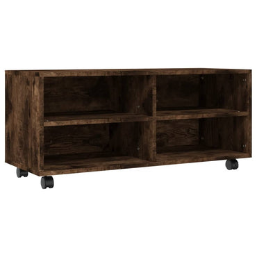 vidaXL Meuble TV à roulettes chêne fumé 90x35x35 cm bois d'ingénierie