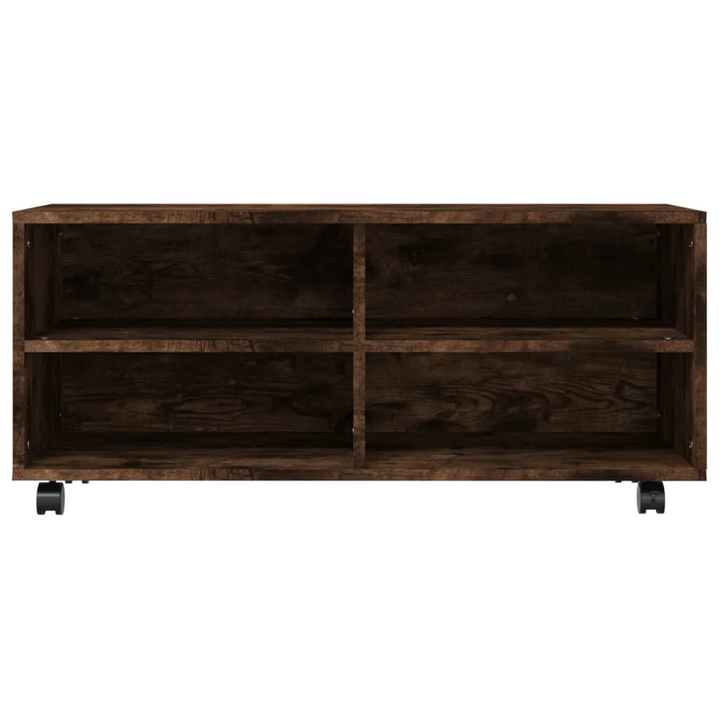 vidaXL Meuble TV à roulettes chêne fumé 90x35x35 cm bois d'ingénierie