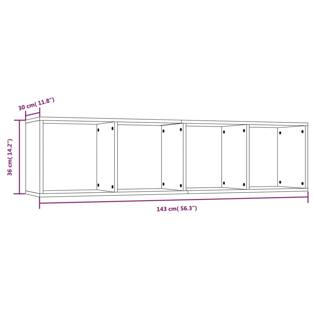 vidaXL Bücherschrank/TV-Schrank Räuchereiche 143x30x36cm Holzwerkstoff
