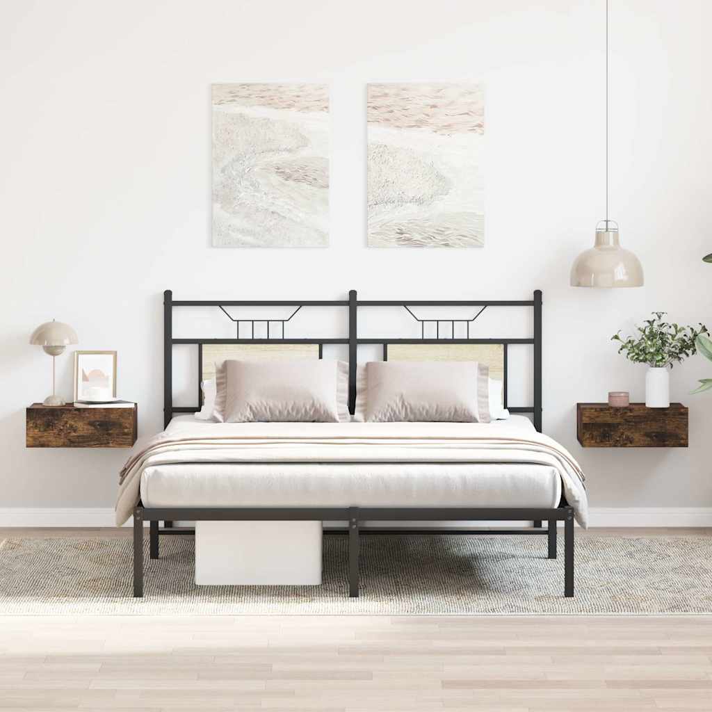 vidaXL Hängender Nachttisch 2Stk Räuchereiche 40x30x15cm Holzwerkstoff