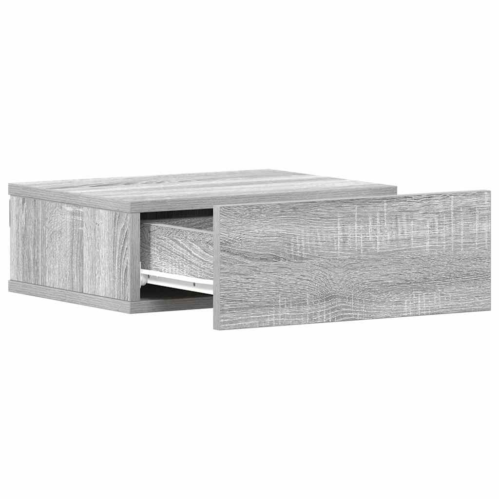 vidaXL Hängender Nachttisch Grau Sonoma 40x30x15 cm Holzwerkstoff