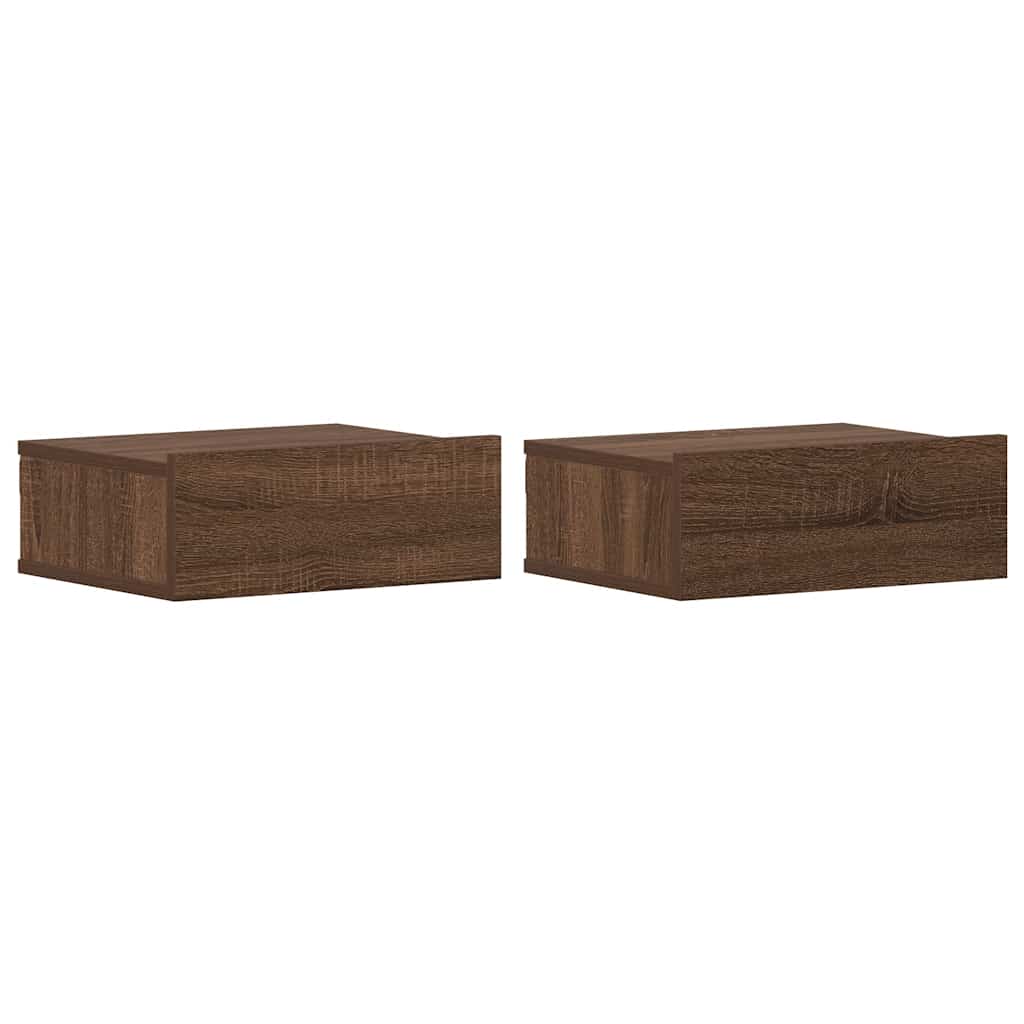 vidaXL Hängende Nachttische 2 Stk Braun Eiche 40x30x15cm Holzwerkstoff