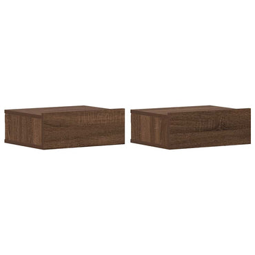 vidaXL Hängende Nachttische 2 Stk Braun Eiche 40x30x15cm Holzwerkstoff
