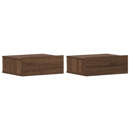 vidaXL Hängende Nachttische 2 Stk Braun Eiche 40x30x15cm Holzwerkstoff