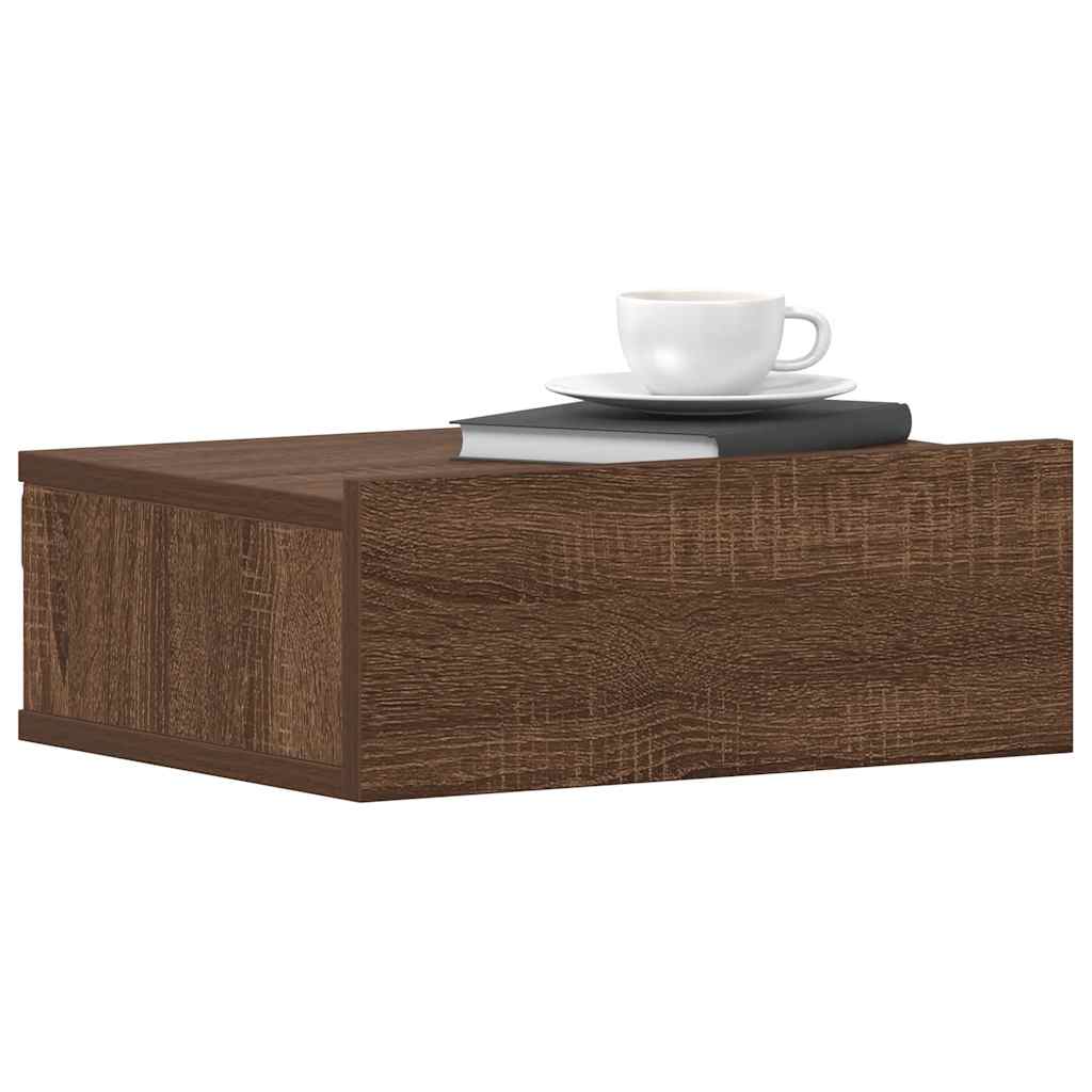 vidaXL Hängende Nachttische 2 Stk Braun Eiche 40x30x15cm Holzwerkstoff