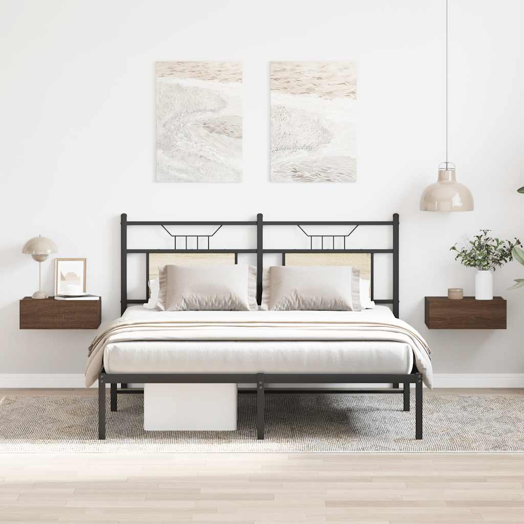 vidaXL Hängende Nachttische 2 Stk Braun Eiche 40x30x15cm Holzwerkstoff