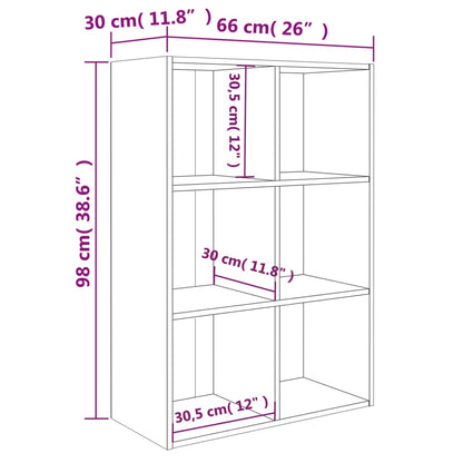 vidaXL Bücherregal/Sideboard Grau Sonoma 66x30x98 cm Holzwerkstoff