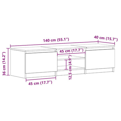 vidaXL Meuble TV marron aspect chêne 140x40x35,5 cm Aggloméré
