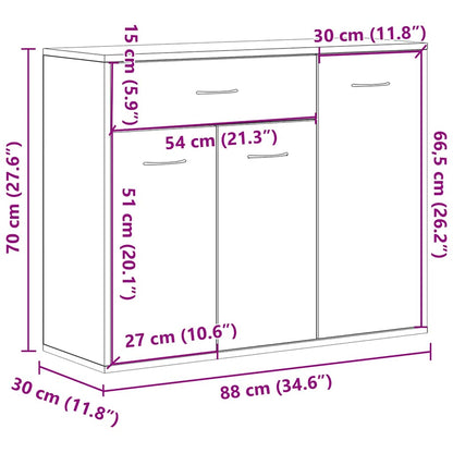 vidaXL Buffet chêne fumé 88x30x70 cm bois d'ingénierie