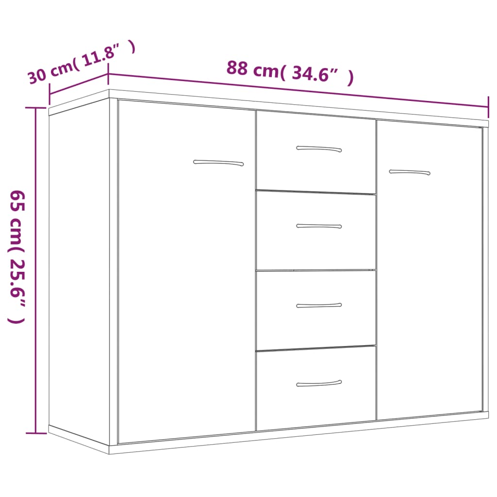 vidaXL Buffet Chêne fumé 88x30x65 cm Bois d'ingénierie