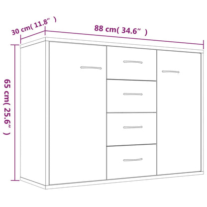 vidaXL Buffet Chêne fumé 88x30x65 cm Bois d'ingénierie