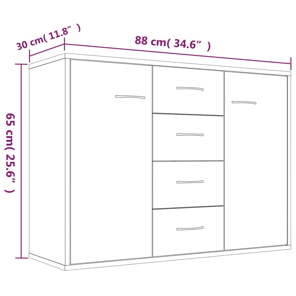 vidaXL Buffet Chêne Marron 88x30x65 cm Bois d'ingénierie